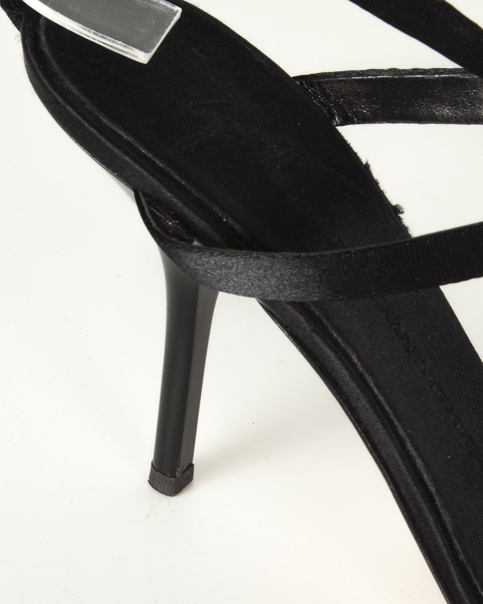 Giuseppe Zanotti Black Satin Embellished Sandals 7