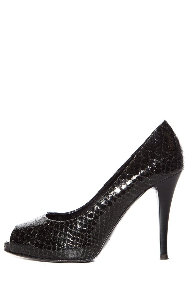 Giuseppe Zanotti Black Snake Embossed Leather Pumps SZ 37.5 Sale