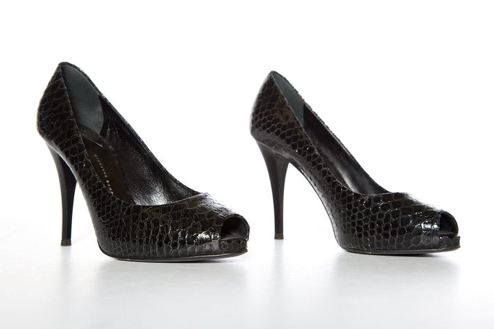 Giuseppe Zanotti Black Snake Embossed Leather Pumps SZ 37.5 Sale
