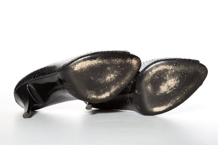 Giuseppe Zanotti Black Snake Embossed Leather Pumps SZ 37.5 Sale