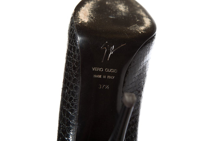 Giuseppe Zanotti Black Snake Embossed Leather Pumps SZ 37.5 Sale
