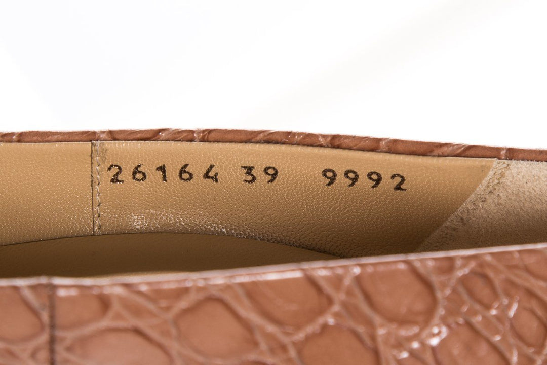 Giuseppe Zanotti Tan Embossed Leather Round Toe Pumps SZ 39 Sale