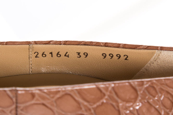 Giuseppe Zanotti Tan Embossed Leather Round Toe Pumps SZ 39 Sale