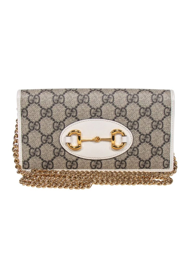 Gucci - Beige & Cream Horsebit 1955 Wallet On Chain Crossbody Bag