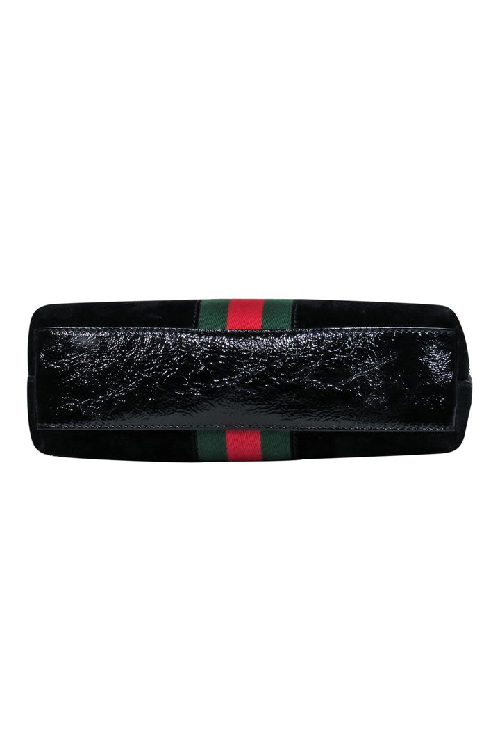 Gucci - Black Suede & Patent Leather Crossbody w/ Logo & Stripes