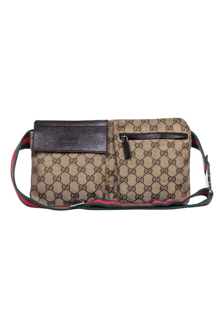 Gucci - Brown Monogram Print Crossbody Belt Bag