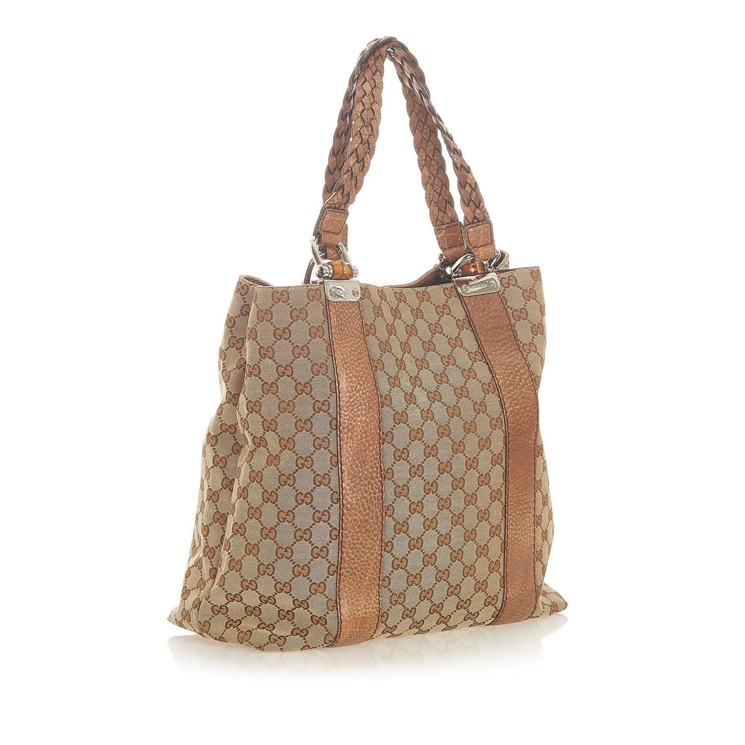 Gucci GG Canvas Bamboo Libeccio Tote Bag (SHG-19568)