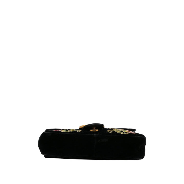 Gucci Medium GG Marmont Embroidered Matelasse Velvet Crossbody (SHG-70m7Yt)