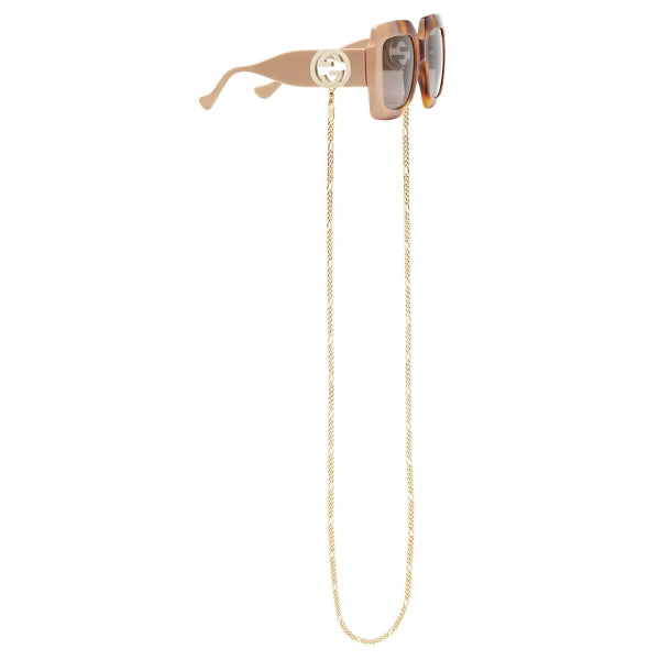 GUCCI CHAIN-TRIMMED SQUARE OVERSIZED SUNGLASSES