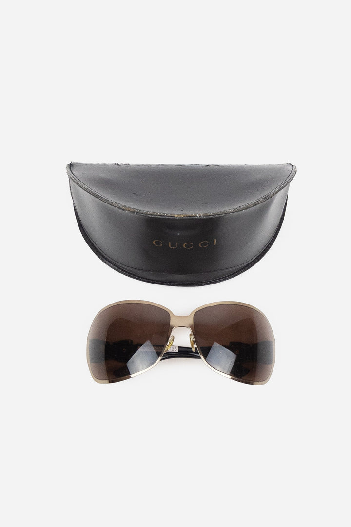 Brown Wire Shield Sunglasses