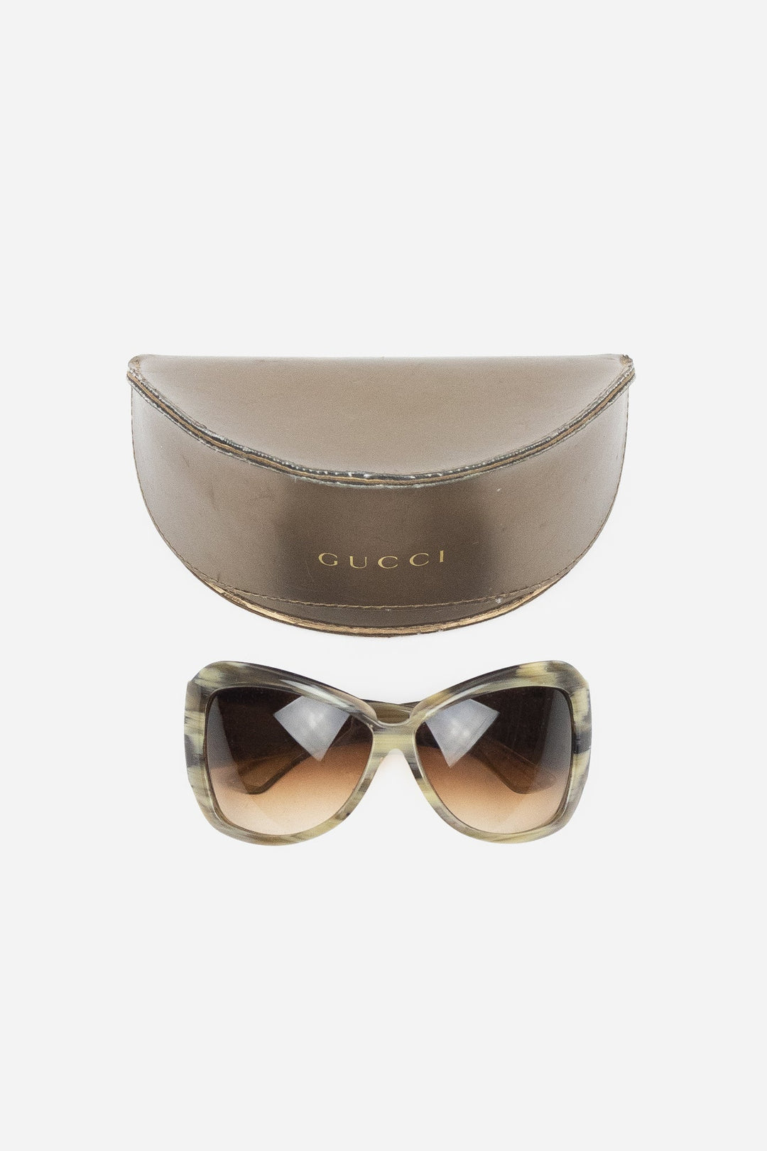 Olive Green and beige Shield Oversized Sunglasses