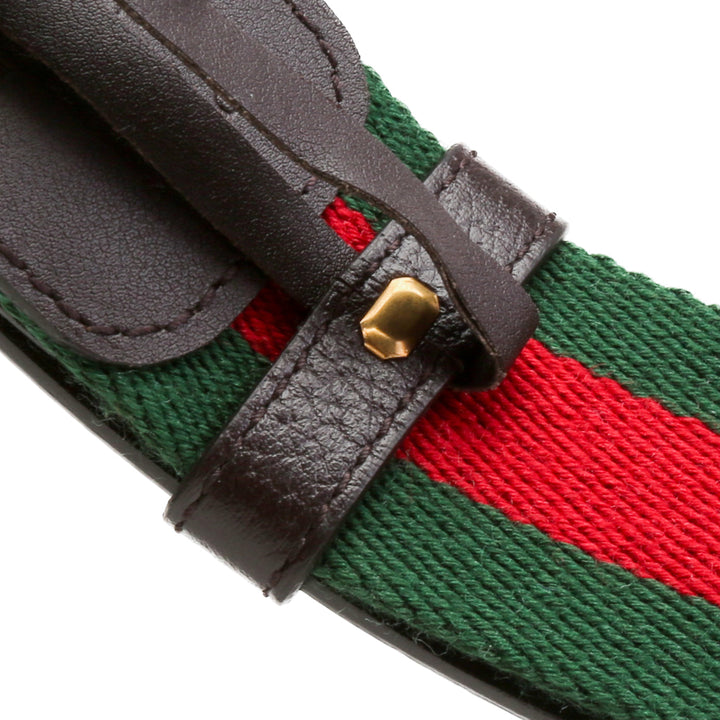 GUCCI Jacquard Leather Trim Web Accent Marmont Belt