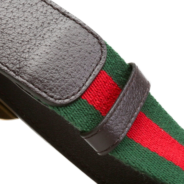 GUCCI Jacquard Leather Trim Web Accent Marmont Belt