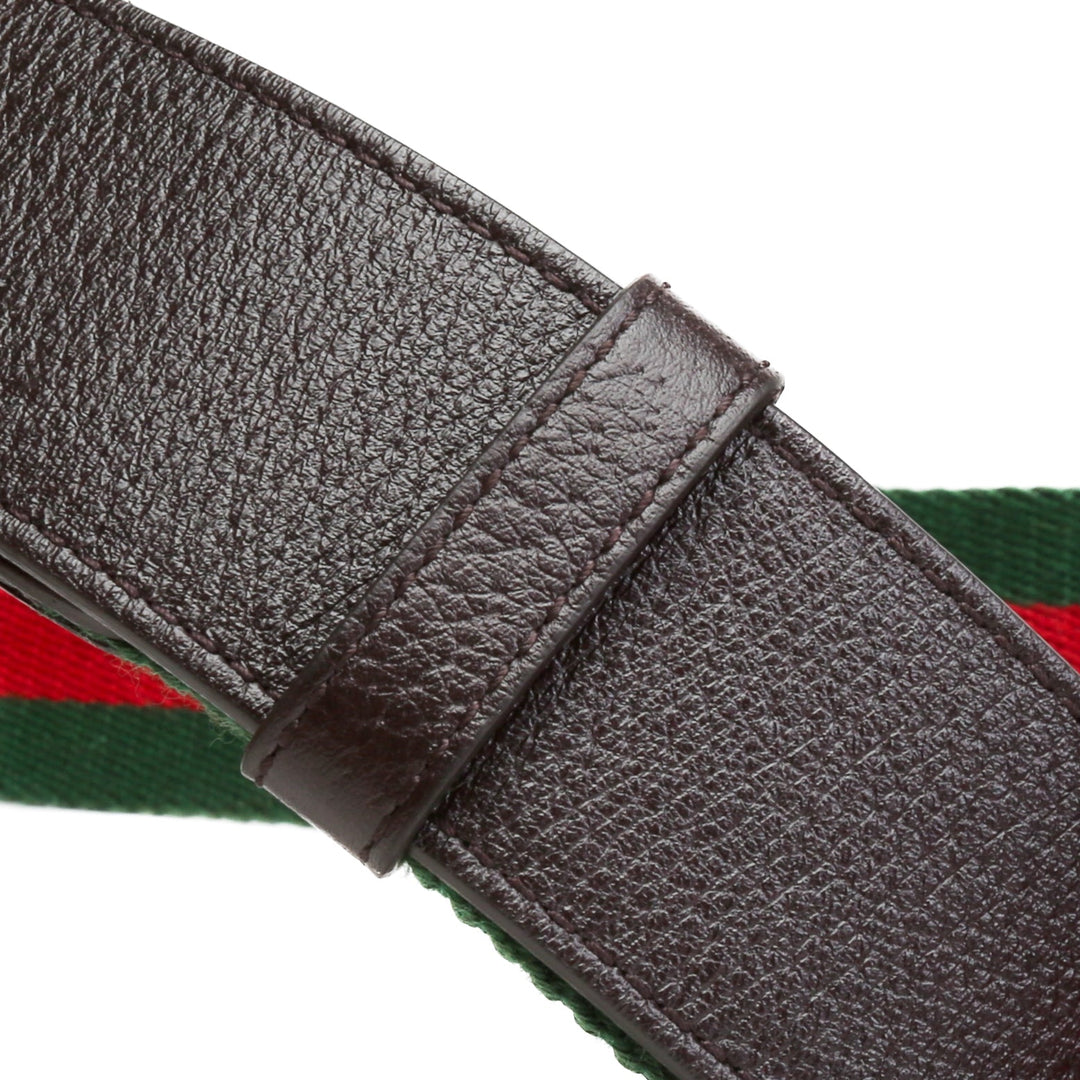 GUCCI Jacquard Leather Trim Web Accent Marmont Belt