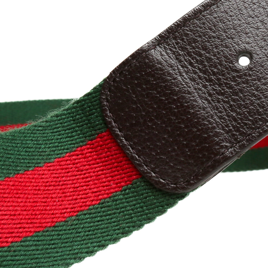 GUCCI Jacquard Leather Trim Web Accent Marmont Belt