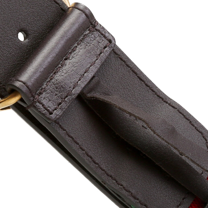 GUCCI Jacquard Leather Trim Web Accent Marmont Belt