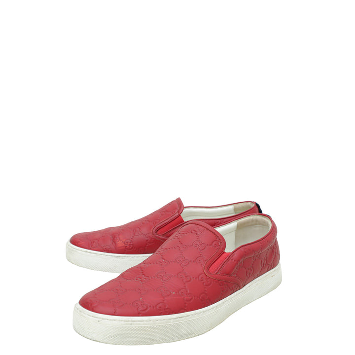 Gucci Red Guccissima Web Slip On Sneakers 11.5