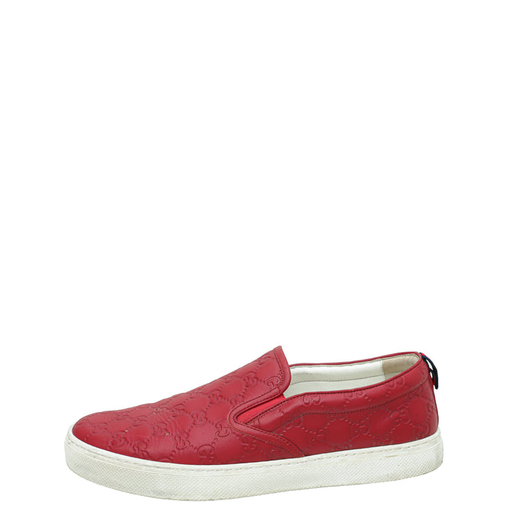 Gucci Red Guccissima Web Slip On Sneakers 11.5
