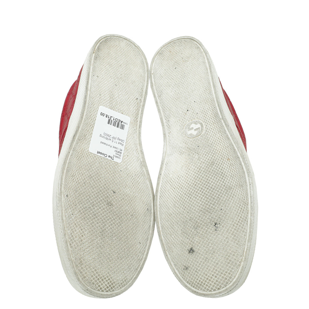 Gucci Red Guccissima Web Slip On Sneakers 11.5