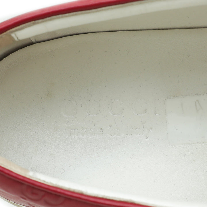 Gucci Red Guccissima Web Slip On Sneakers 11.5