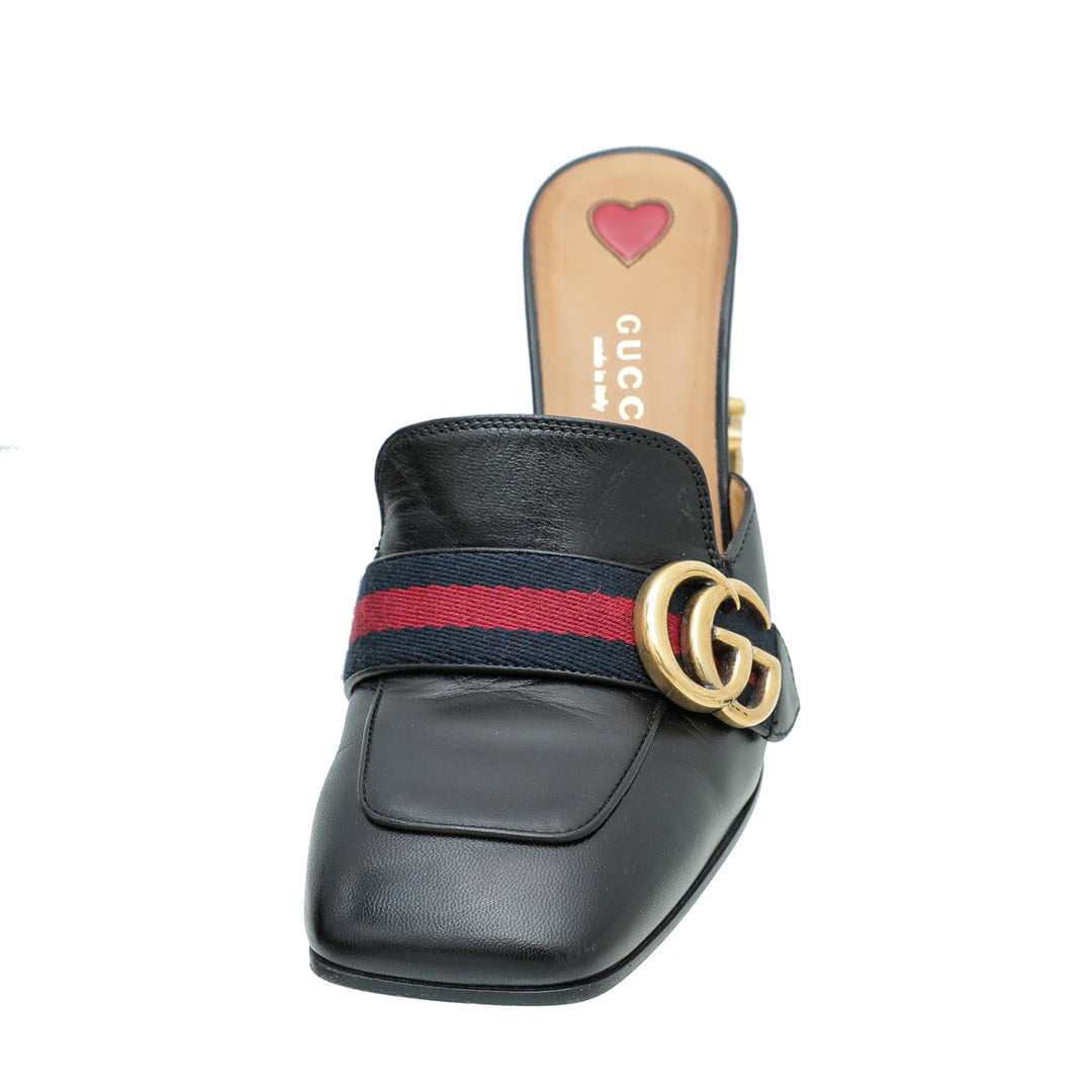 Gucci Black GG Web Peyton Mules 37.5
