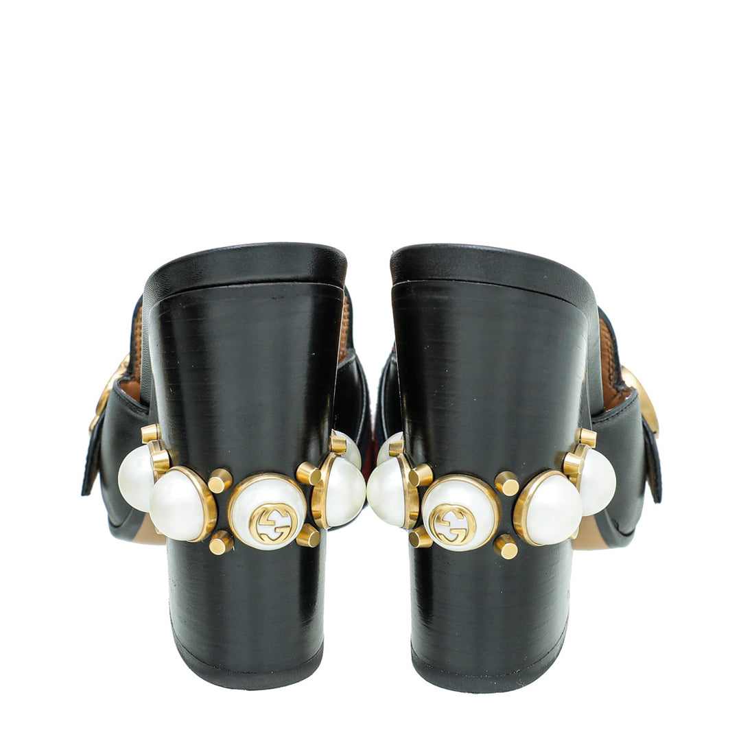 Gucci Black GG Web Peyton Mules 37.5