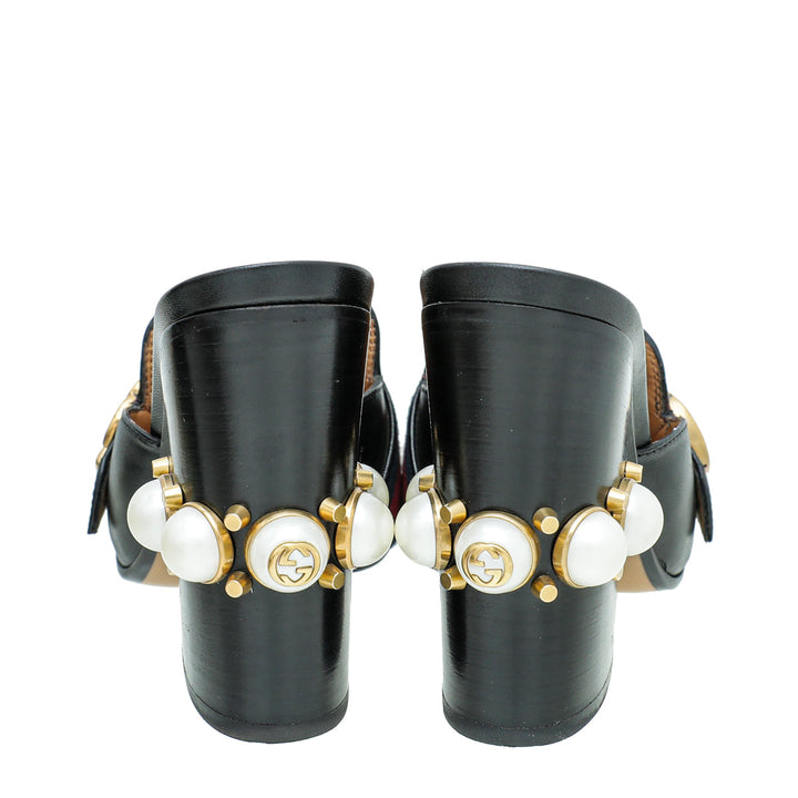 Gucci Black GG Web Peyton Mules 37.5