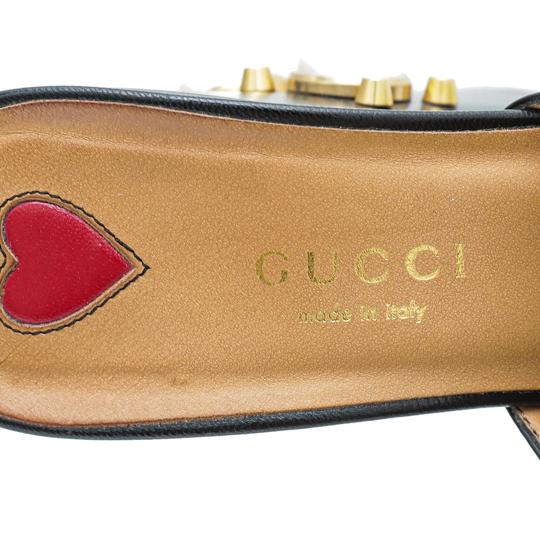Gucci Black GG Web Peyton Mules 37.5
