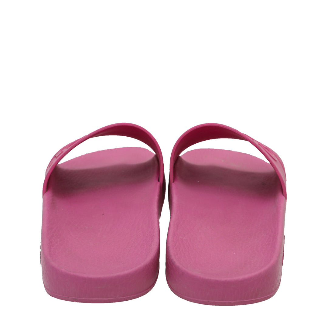 Gucci Pink Logo Rubber Slide Sandal 42
