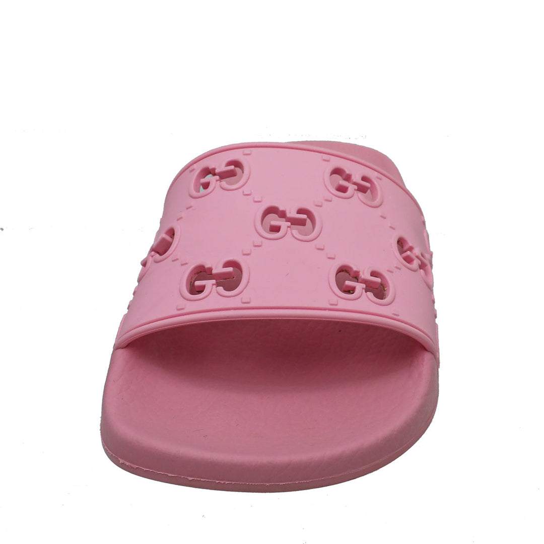 Gucci Pink GG Slide Rubber Sandal 38