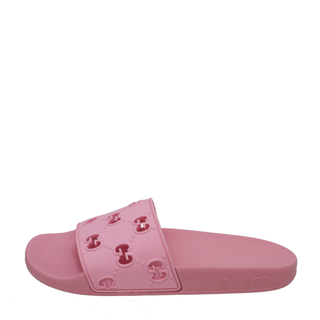 Gucci Pink GG Slide Rubber Sandal 38
