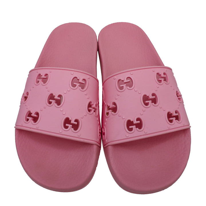 Gucci Pink GG Slide Rubber Sandal 38