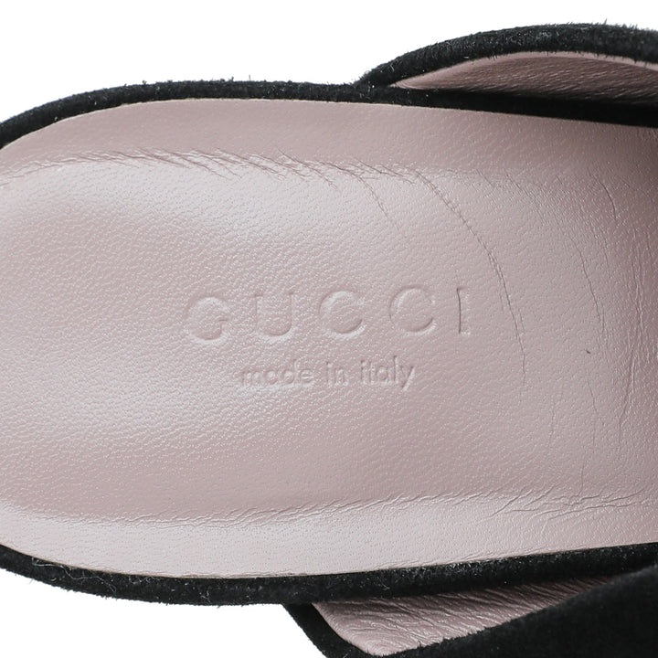 Gucci Black Suede Maxime Crystal Covered Horsebit Sandals 40.5