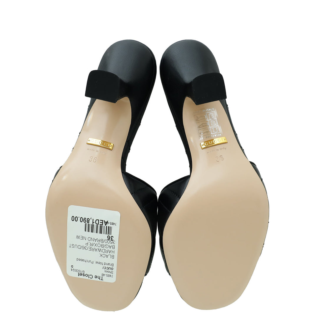Gucci Black GG Marmont Slide Mules Sandal 36