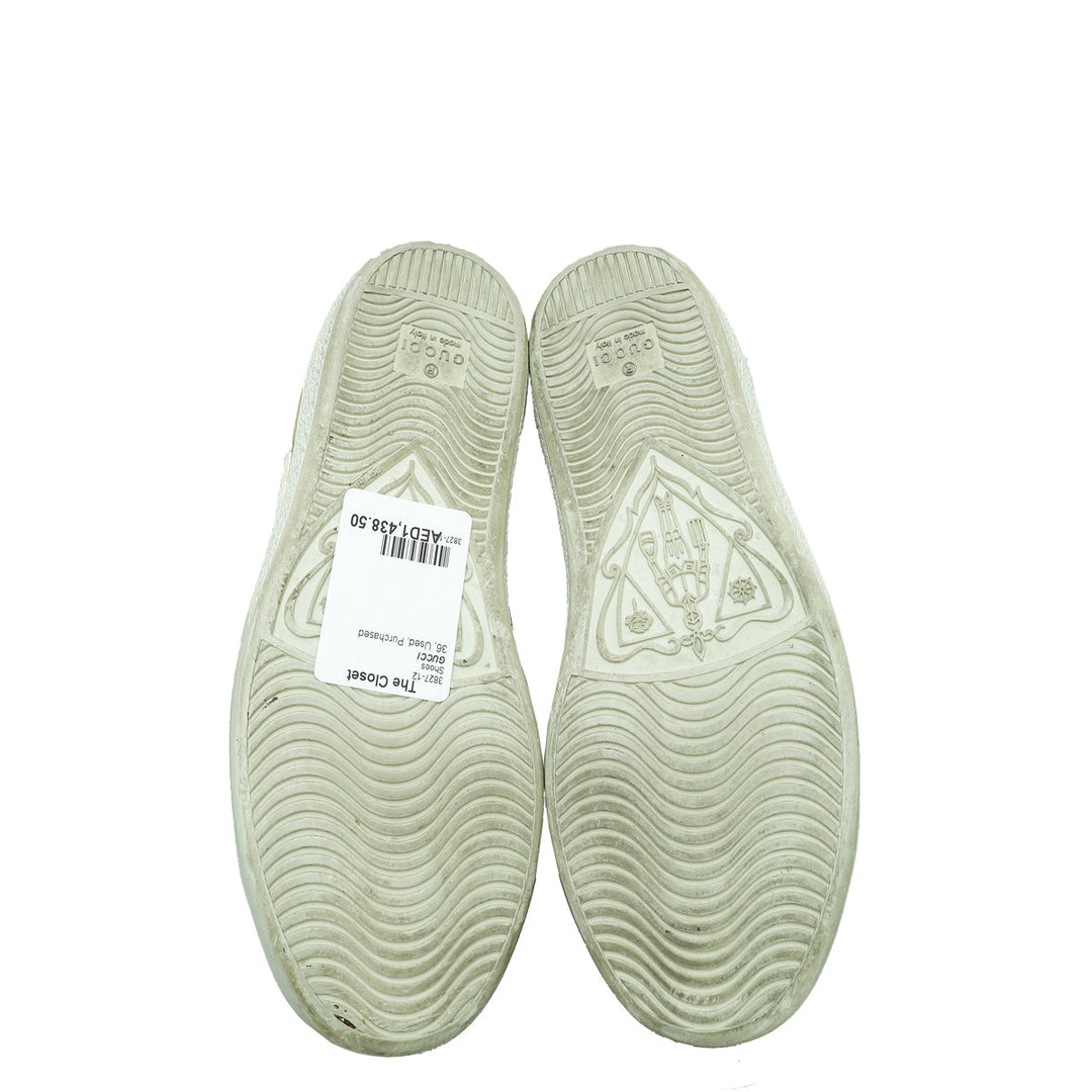 Gucci Gold Ace Embroidered Blind For Love Sneaker 36