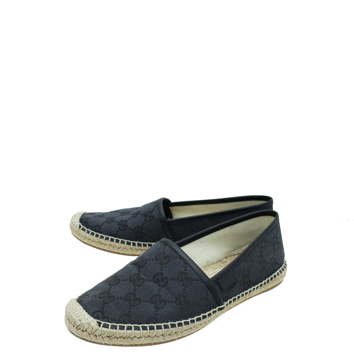Gucci Black GG Flat Espadrille 37.5
