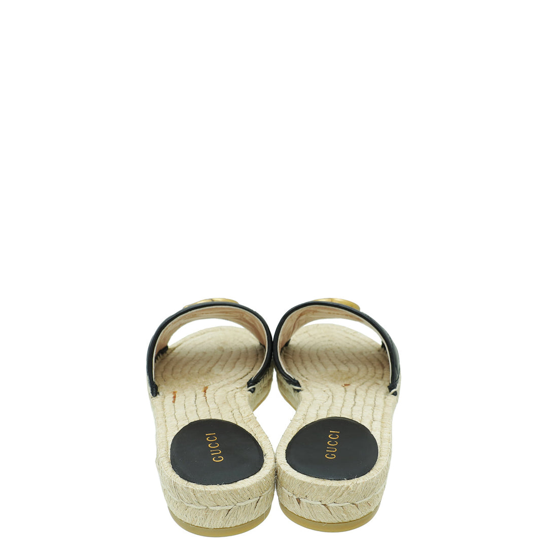 Gucci Black GG Marmont Espadrille Slide Sandals 35.5
