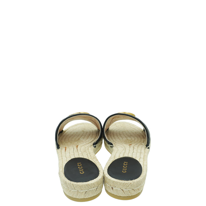 Gucci Black GG Marmont Espadrille Slide Sandals 35.5