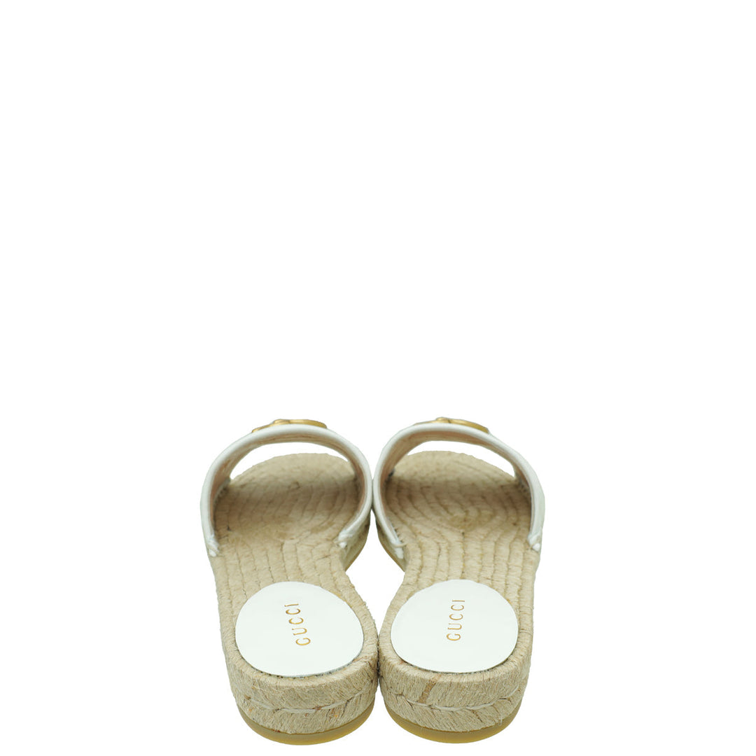 Gucci White GG Marmont Espadrille Slide Sandals 35.5