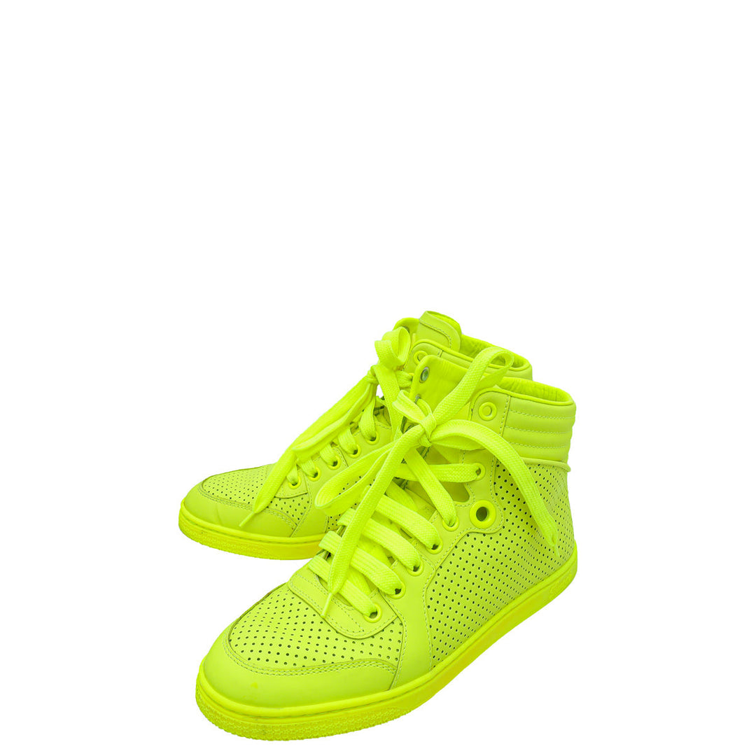 Gucci Neon Green Perforated High Top Sneaker 36