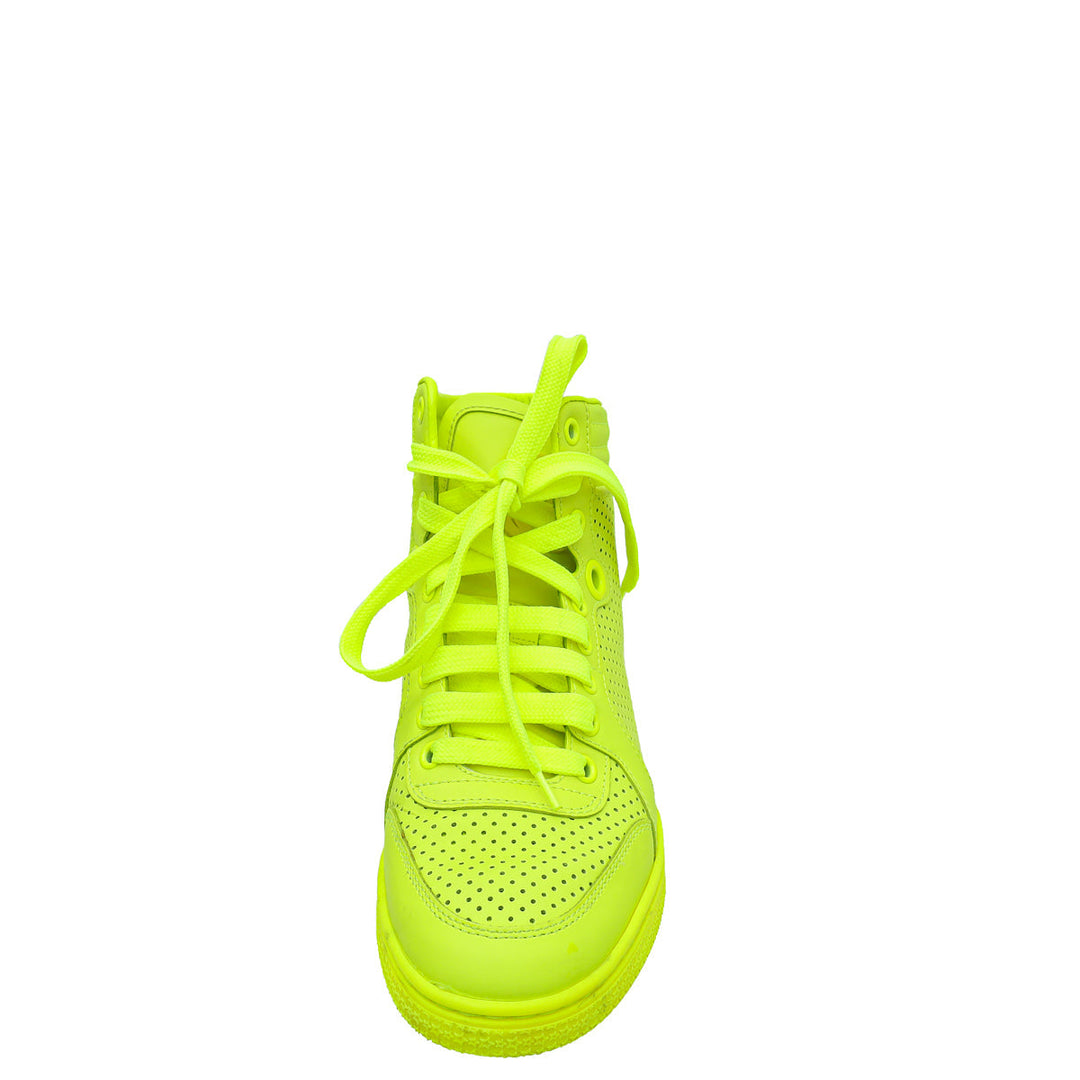 Gucci Neon Green Perforated High Top Sneaker 36