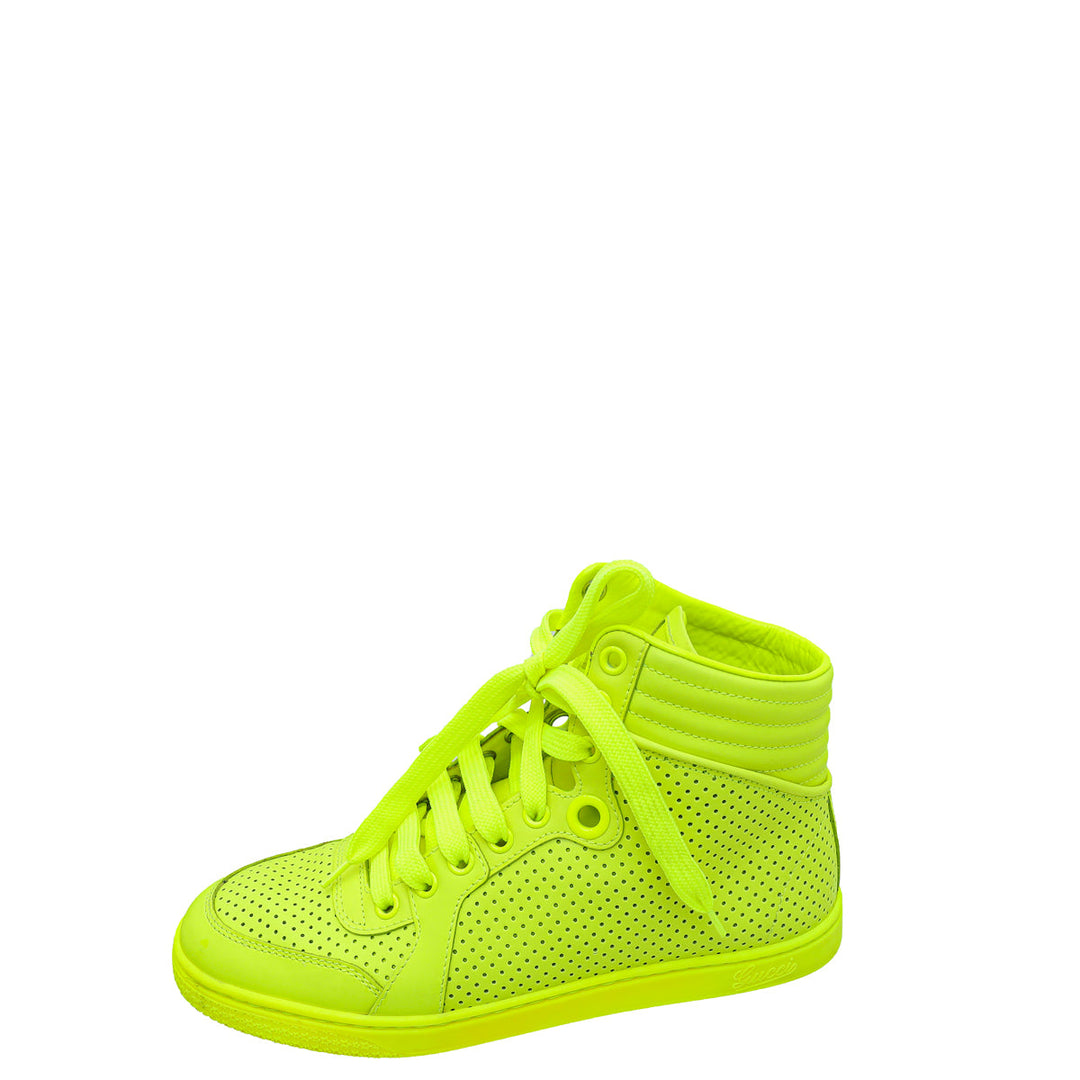 Gucci Neon Green Perforated High Top Sneaker 36