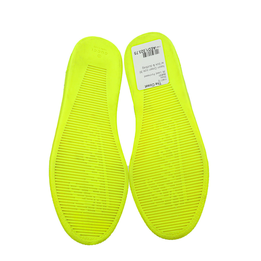 Gucci Neon Green Perforated High Top Sneaker 36