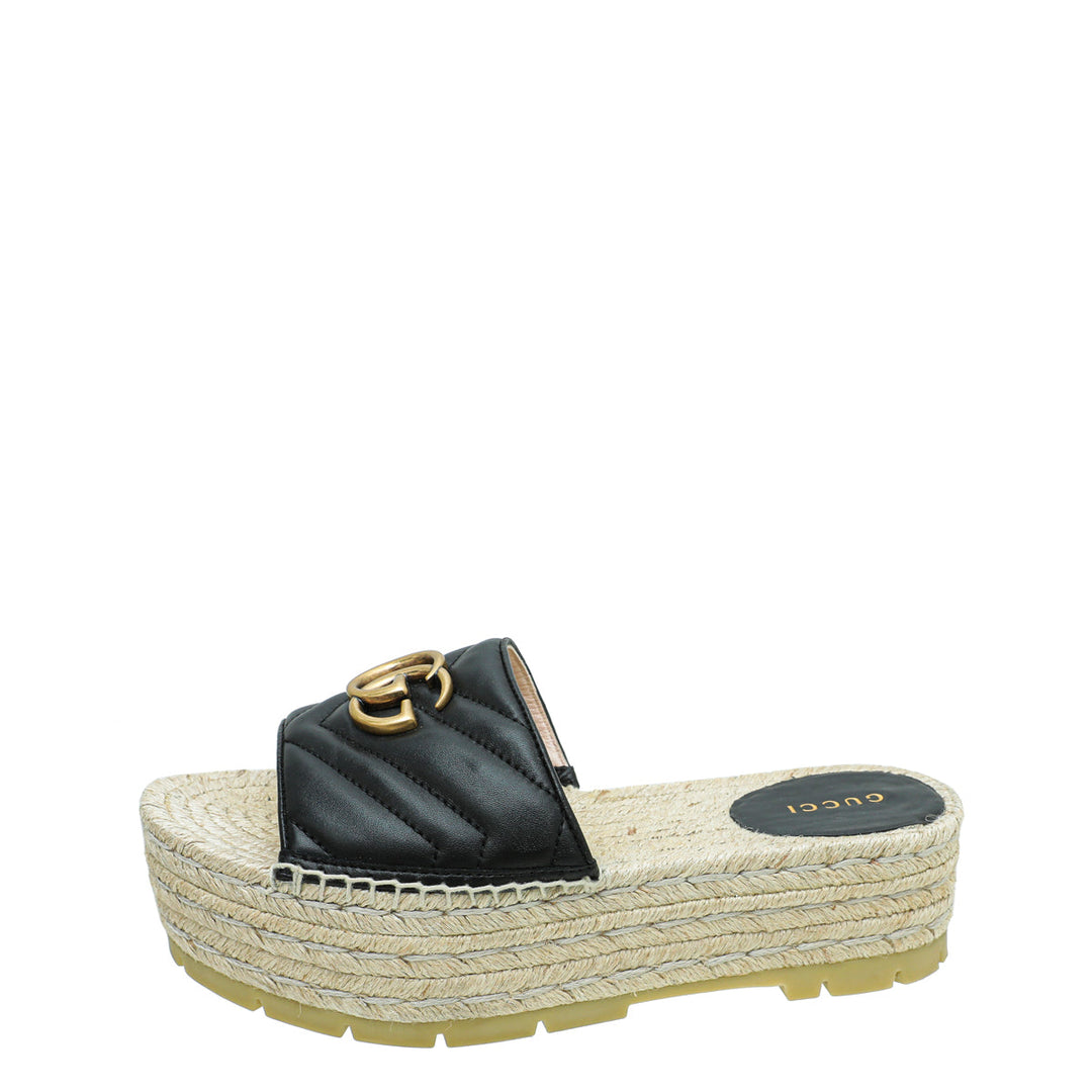 Gucci Black GG Marmont Platform Espadrille Mule 37