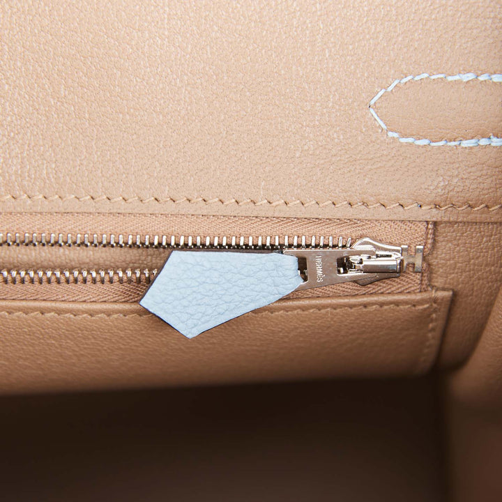 Hermes Birkin 25 Bleu Lin Verso Togo Palladium Hardware