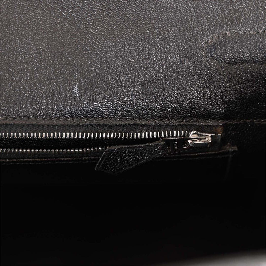 Top quality Hermes Birkin 35 Black Shiny Porosus Crocodile Palladium Hardware