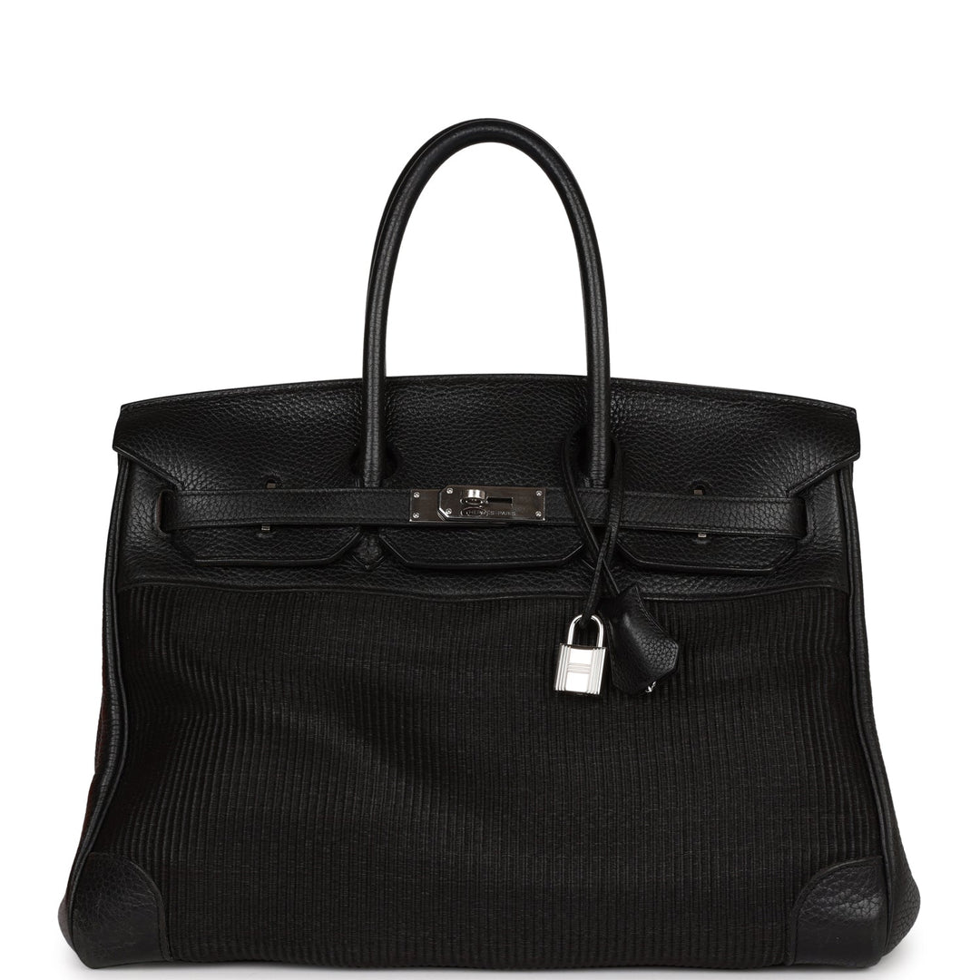 Top quality Hermes Birkin 35 Black Crinoline and Clemence Palladium Hardware