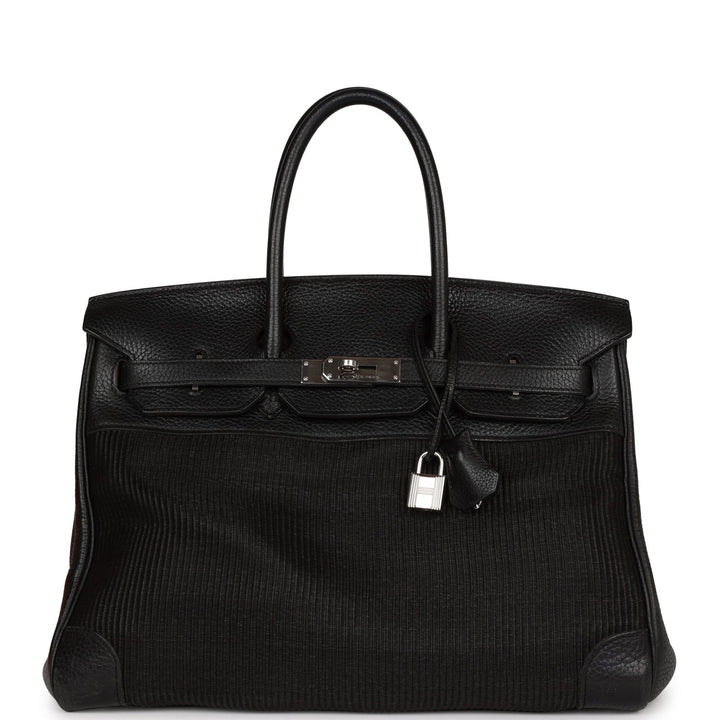 Top quality Hermes Birkin 35 Black Crinoline and Clemence Palladium Hardware