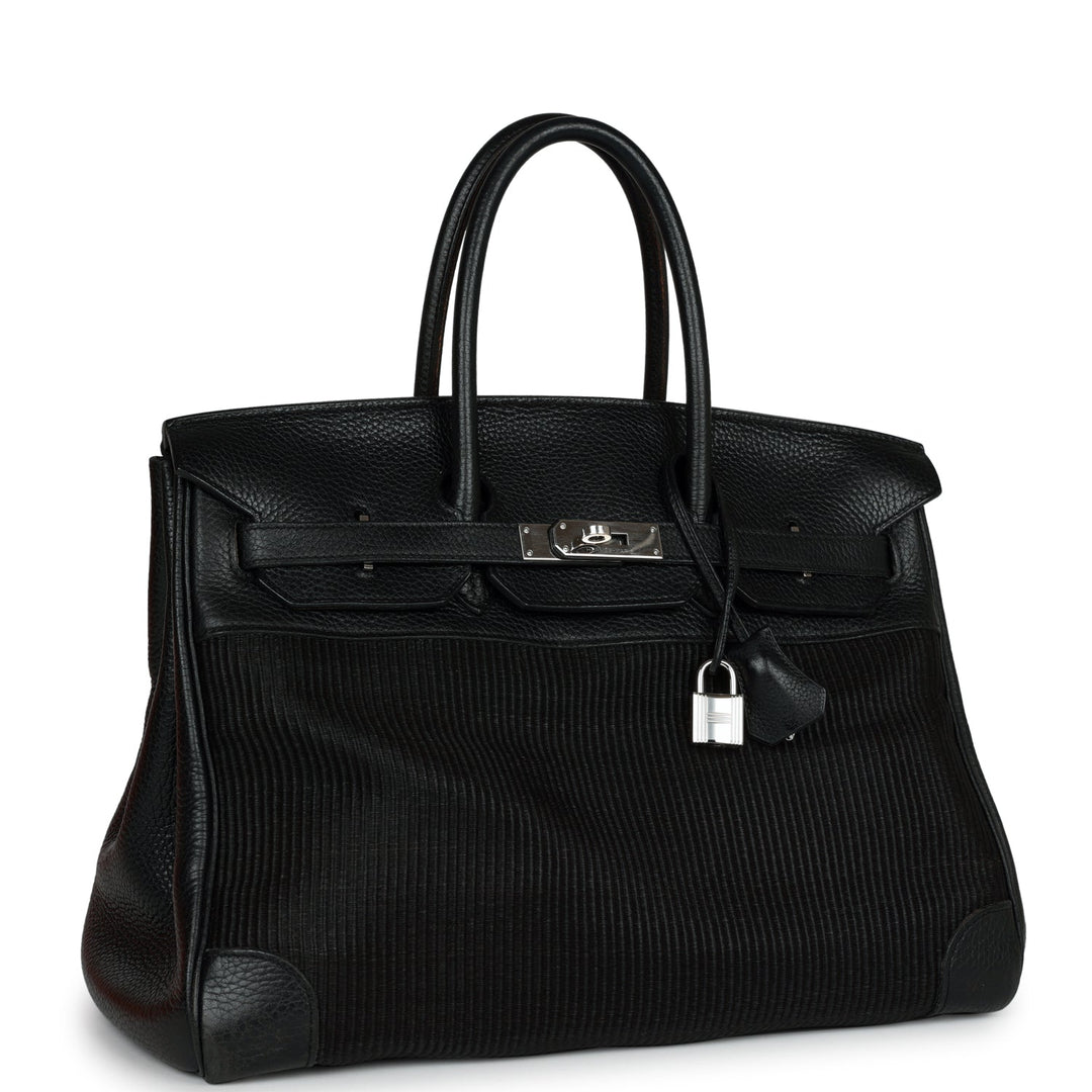 Top quality Hermes Birkin 35 Black Crinoline and Clemence Palladium Hardware