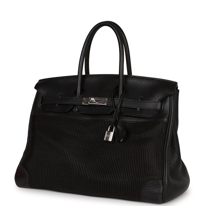 Top quality Hermes Birkin 35 Black Crinoline and Clemence Palladium Hardware